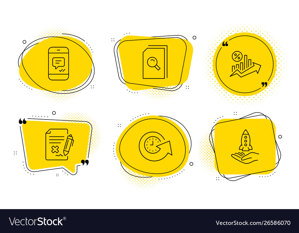 Update time search files and message icons set vector image Update time search files and message icons set