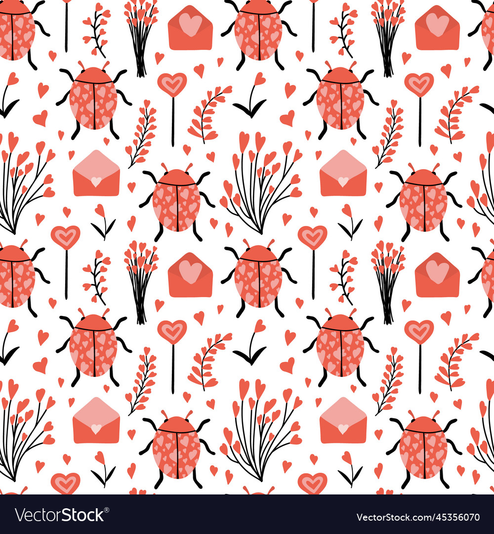 Valentine elements seamless pattern Vector Image Valentine elements seamless pattern