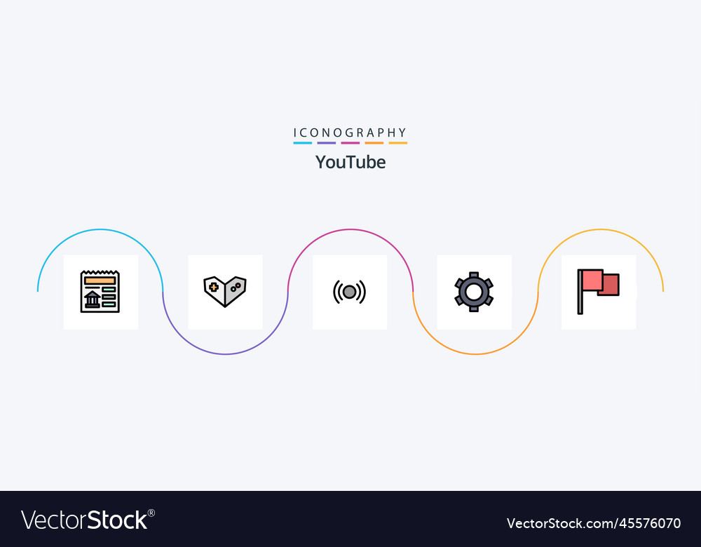 Youtube Linie gefüllt flach 5 Icon-Pack einschließlich