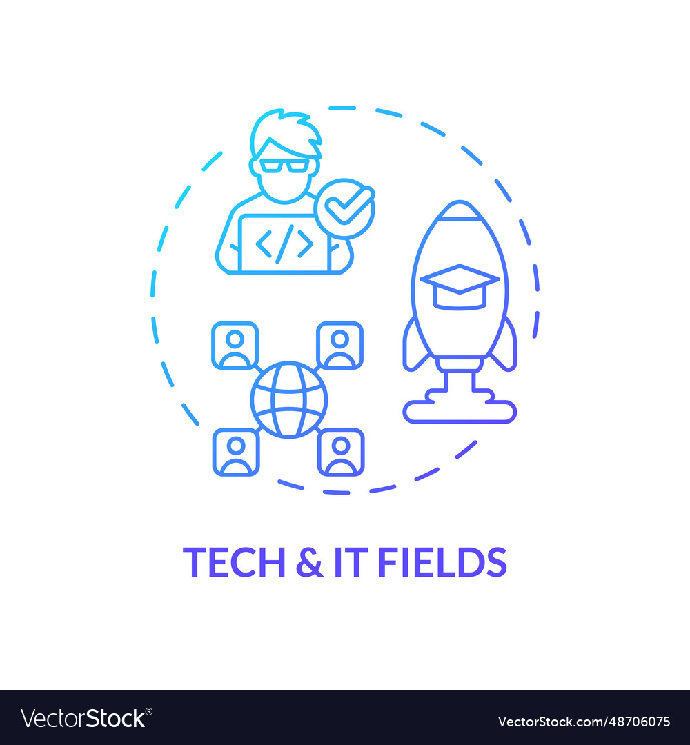 2d Gradienten dünne lineare Icon Tech und es Felder vector image 2d Gradienten dünne lineare Icon Tech und es Felder