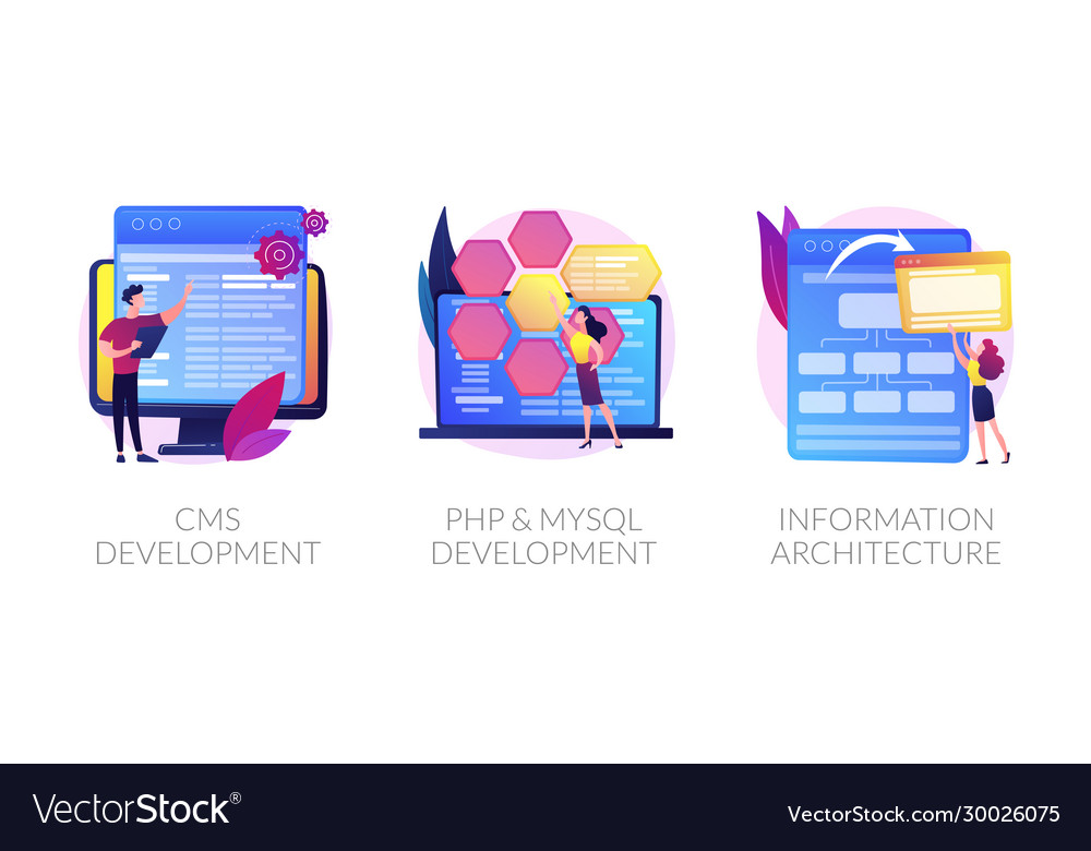 Backend development concept metaphors vector image Backend development concept metaphors