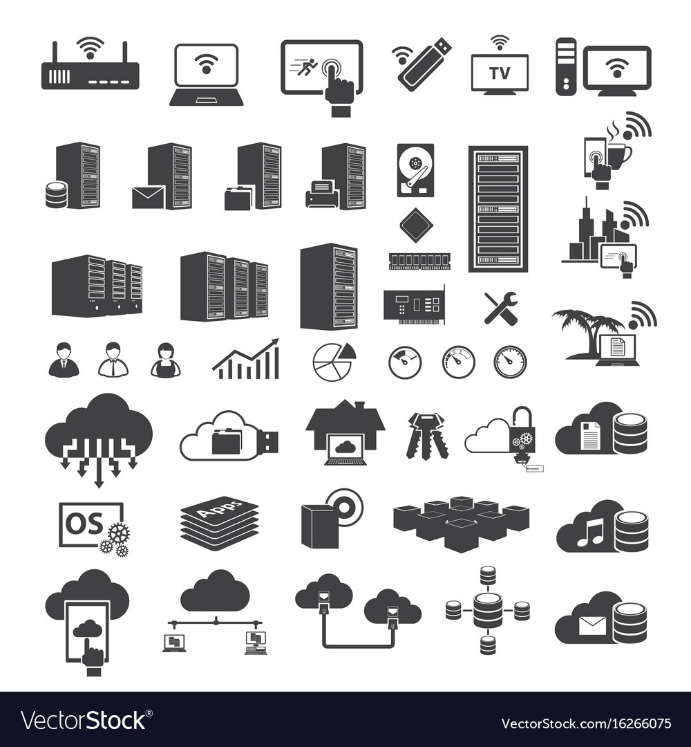 Big data icons set