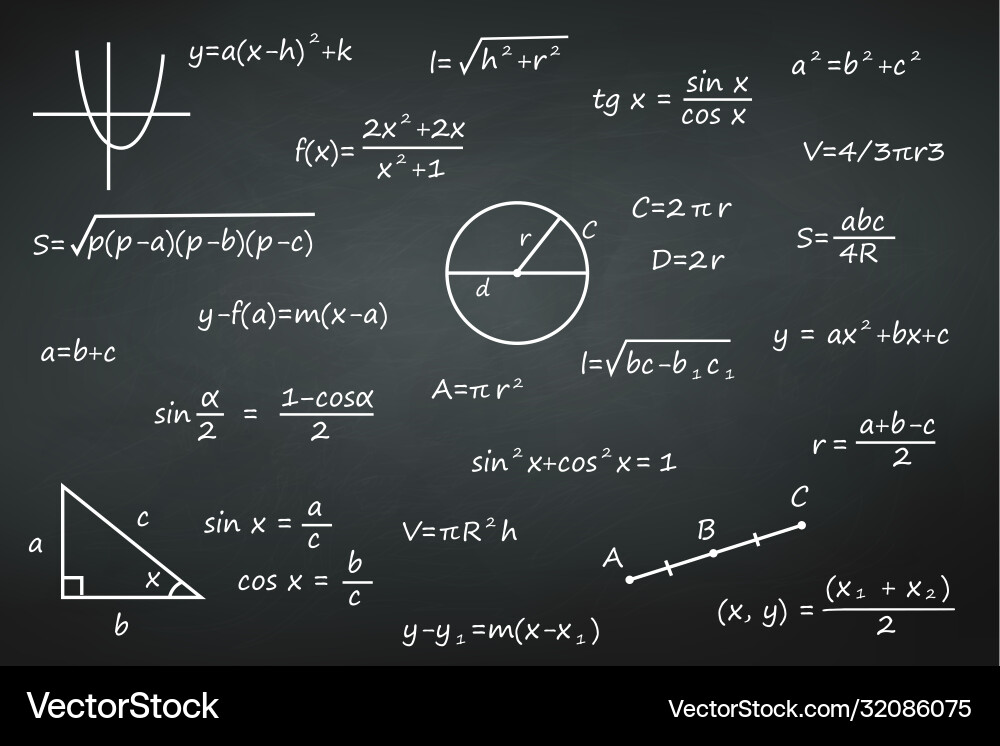 Chalkboard With Science Mathematics Formulas Vector Image