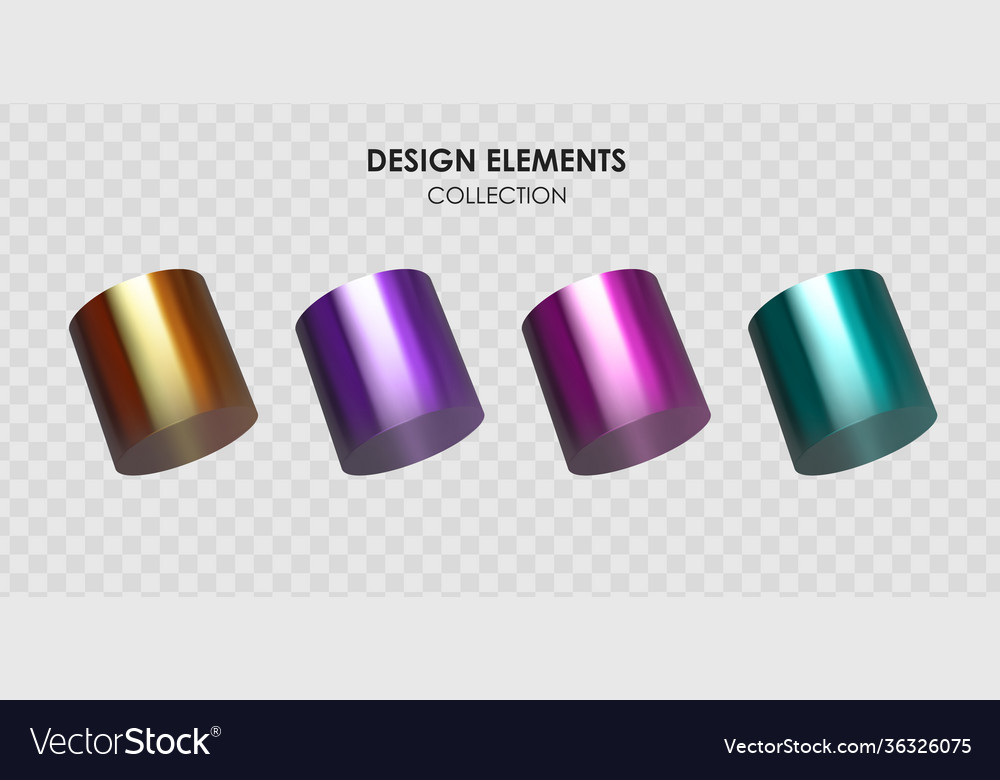Collection set realistic 3d render metallic