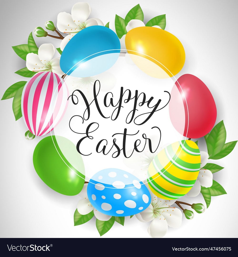 Happy easter inscription in circle Royalty Free Vector Image