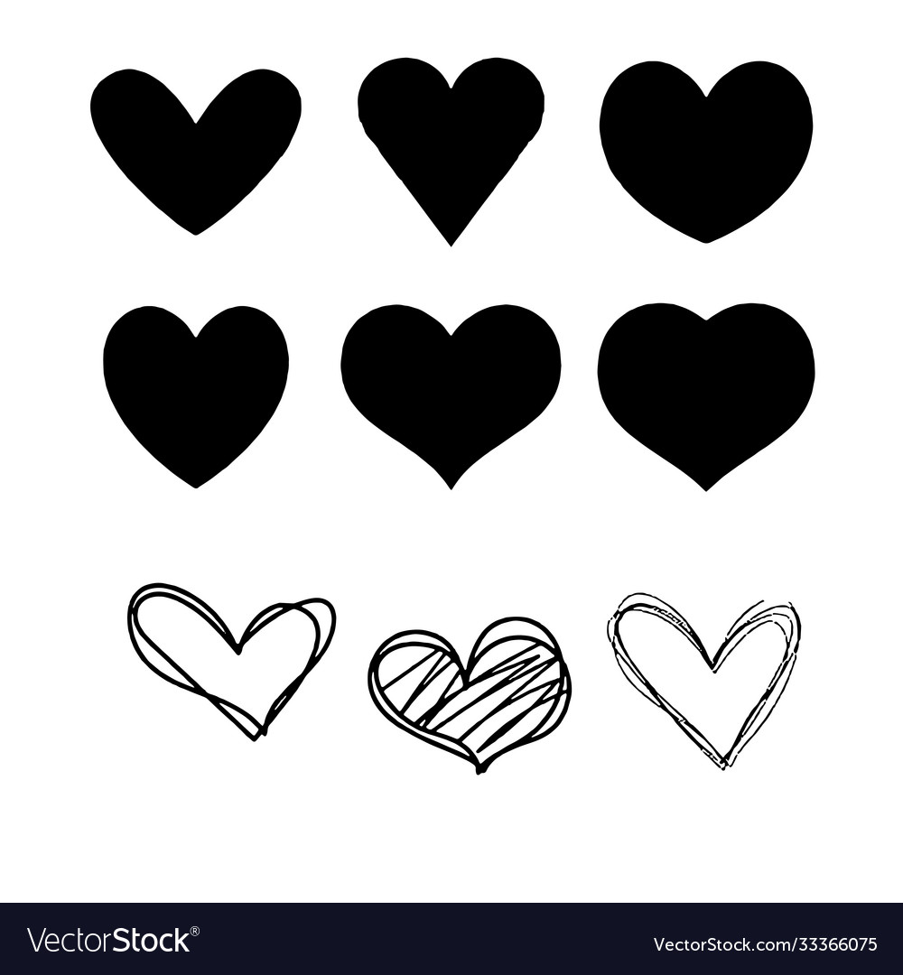 Hearts set different style and shape vector image Hearts set different style and shape