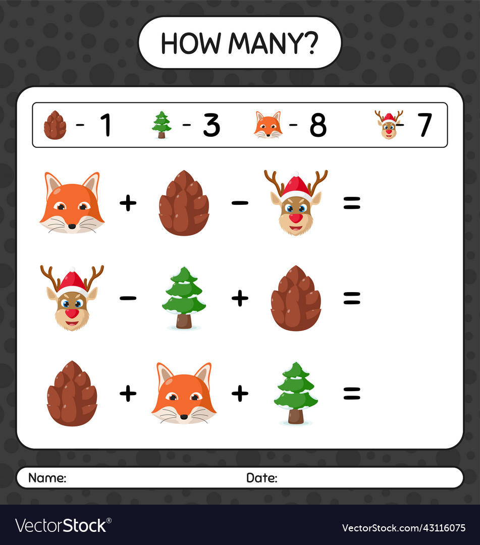 How many counting game with christmas icon vector image How many counting game with christmas icon