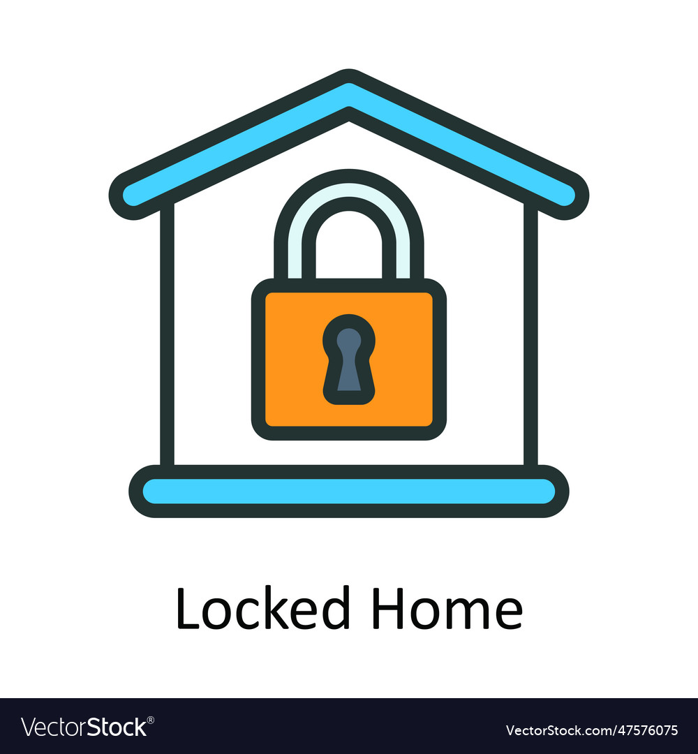 Locked home fill outline icon design illust