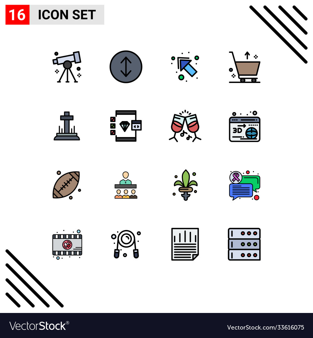 Mobile interface flat color filled line set 16