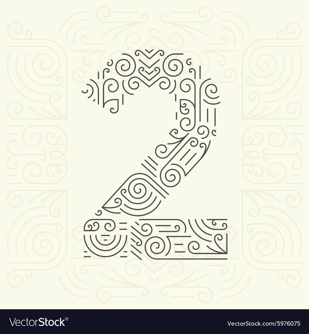 Mono line style geometric font for text