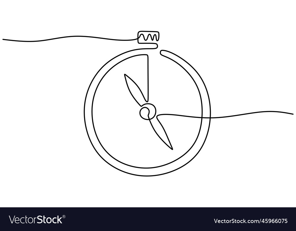 One continuous line drawing of compass vector image One continuous line drawing of compass