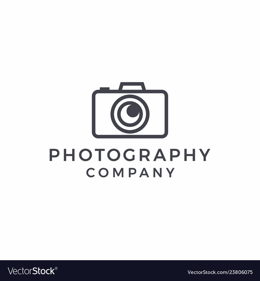 Photography line art outline logo icon design Vector Image