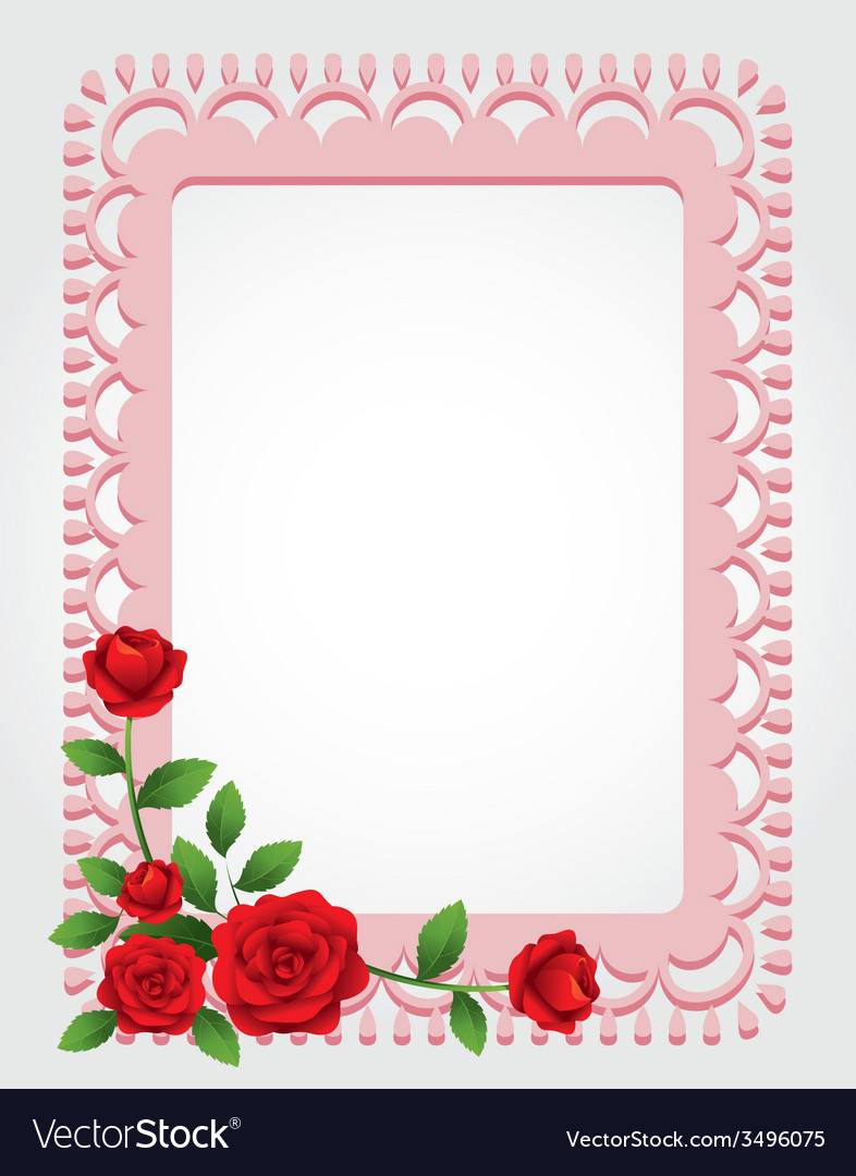 Red roses square shape frame and border