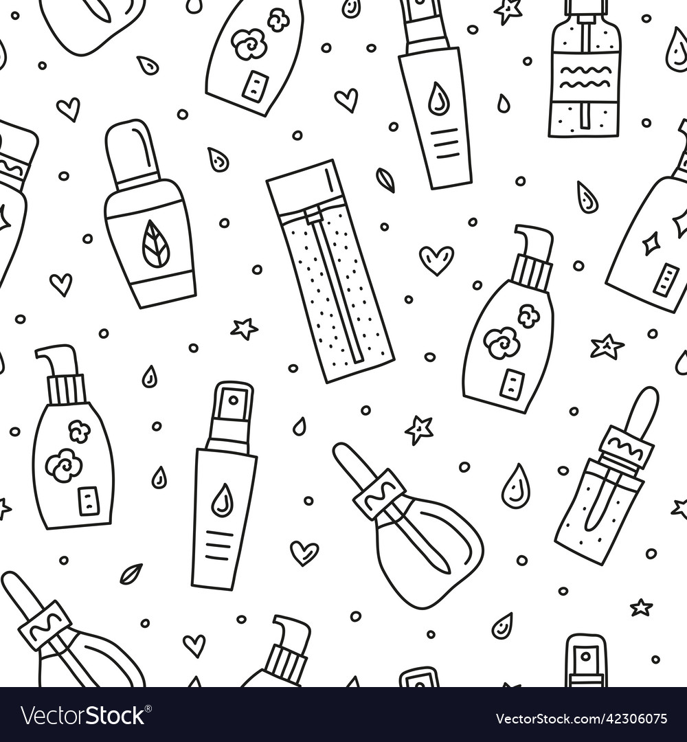 Seamless pattern with serum ampoule essence Vector Image