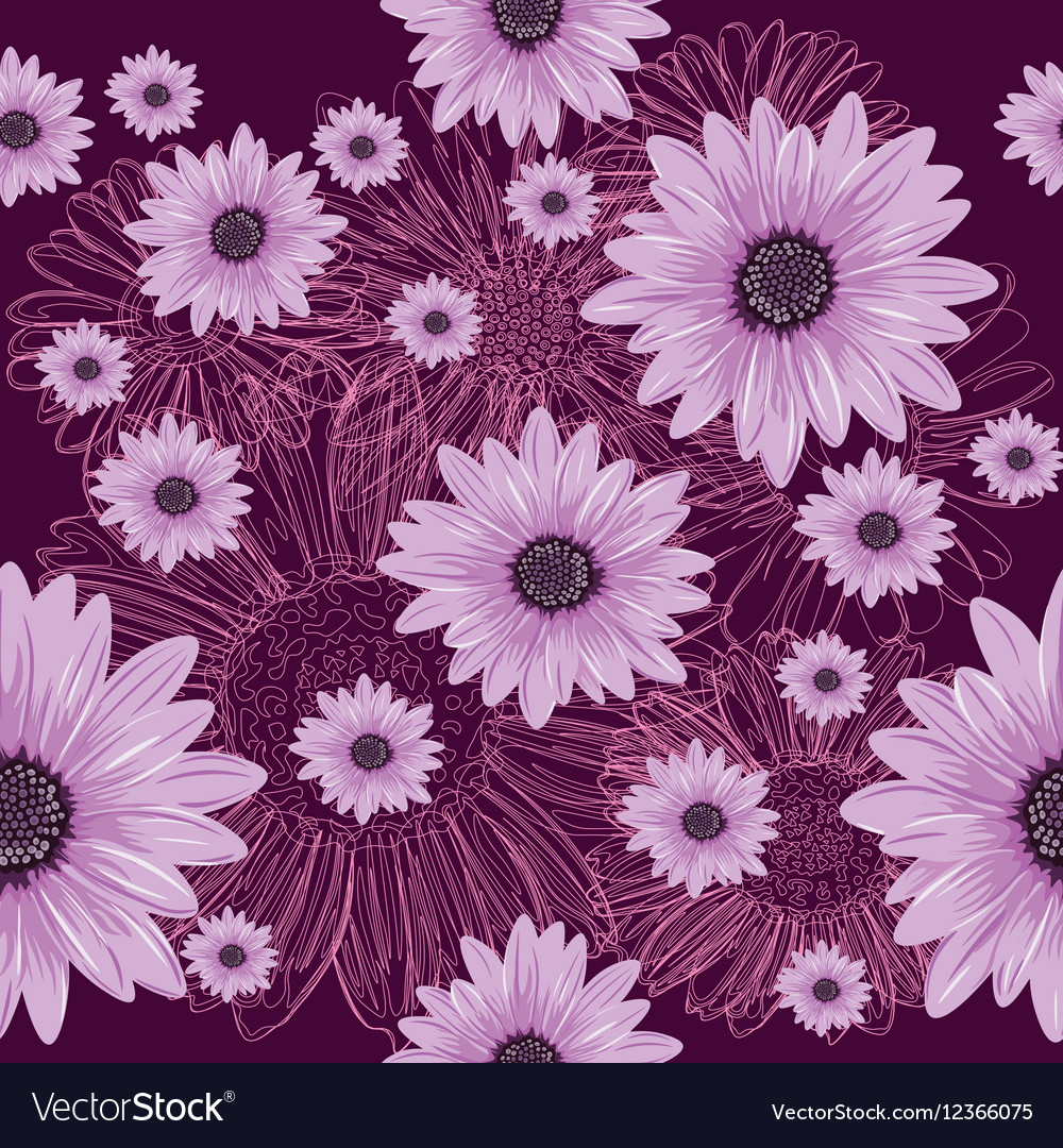 Seamless violet pattern with lined and colored