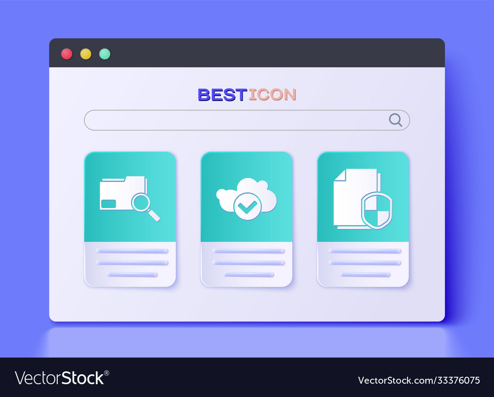 Set cloud with check mark search concept vector image Set cloud with check mark search concept