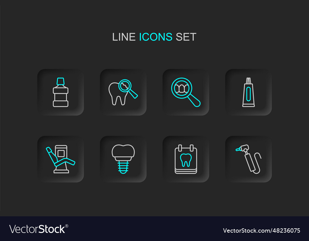 Set line tooth drill calendar with dental