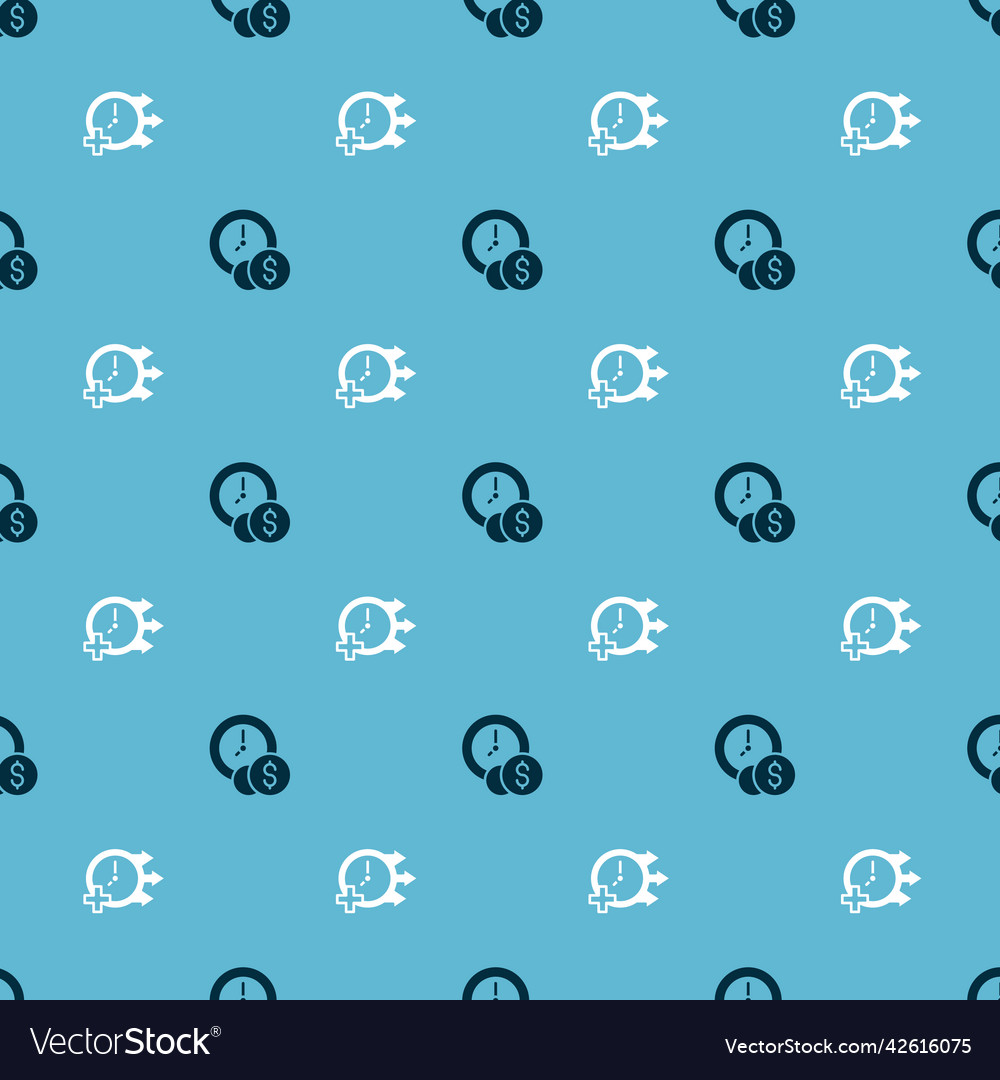 Set time is money and clock on seamless pattern