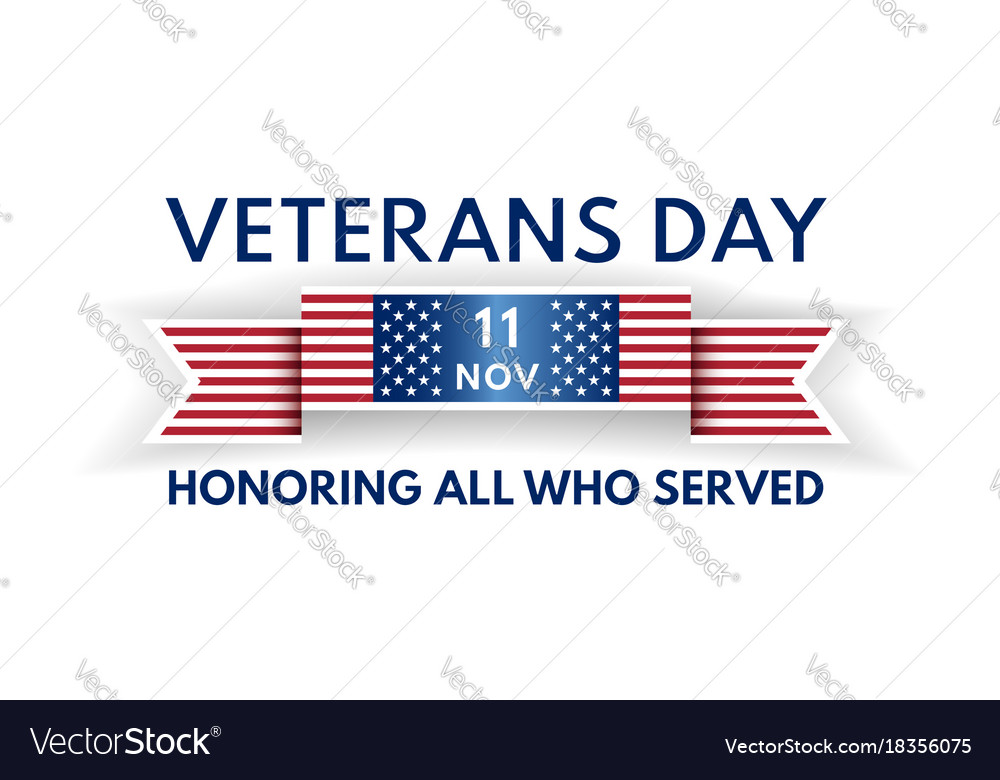 Veterans Day Ribbon & Flag Banner