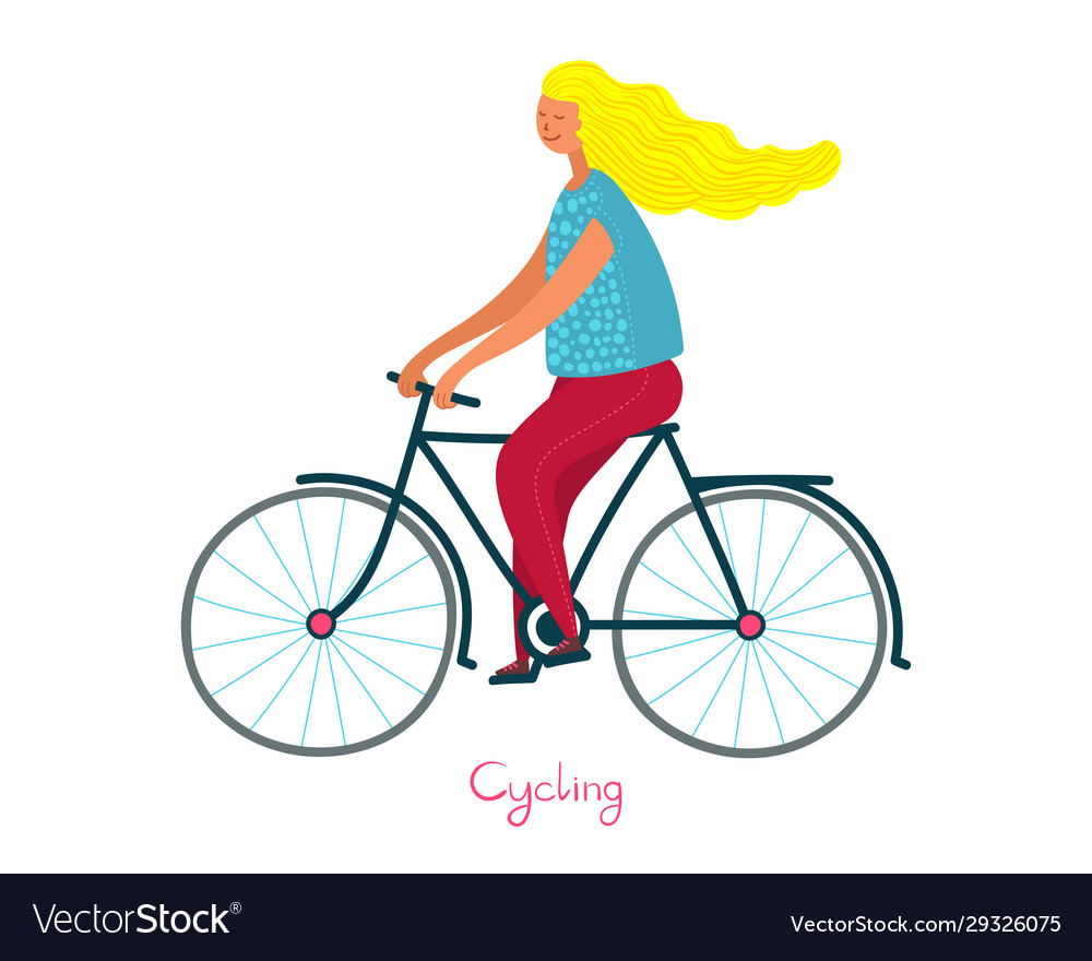 Woman cycling a bicycle hand drawn cartoon Vector Image Woman cycling a bicycle hand drawn cartoon Vector Image