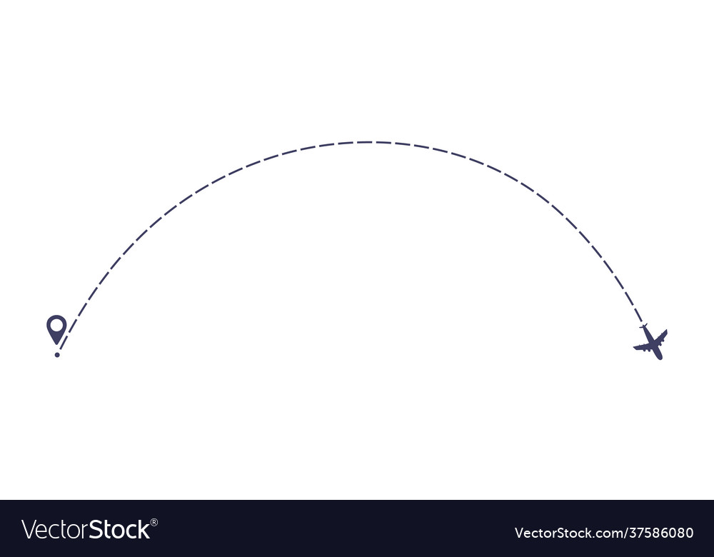 Airplane dashed line path flat style design
