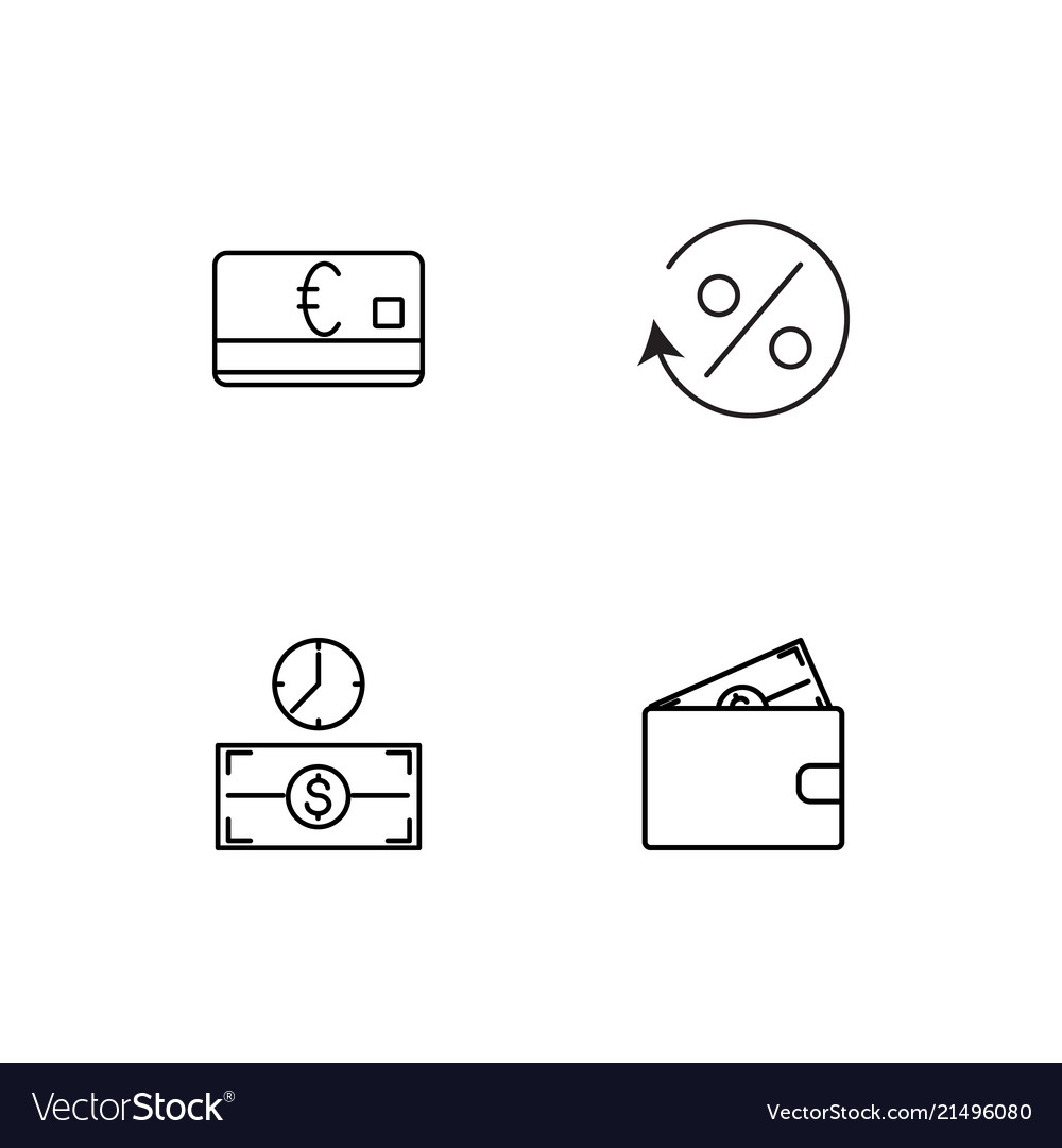 Banking linear icons set simple outline
