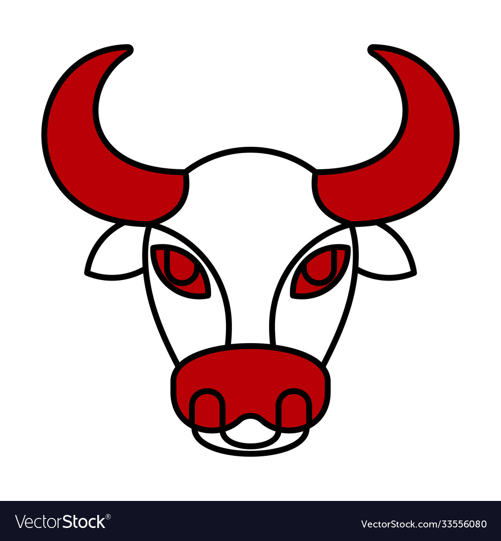 Bull head outline logo on white background Vector Image