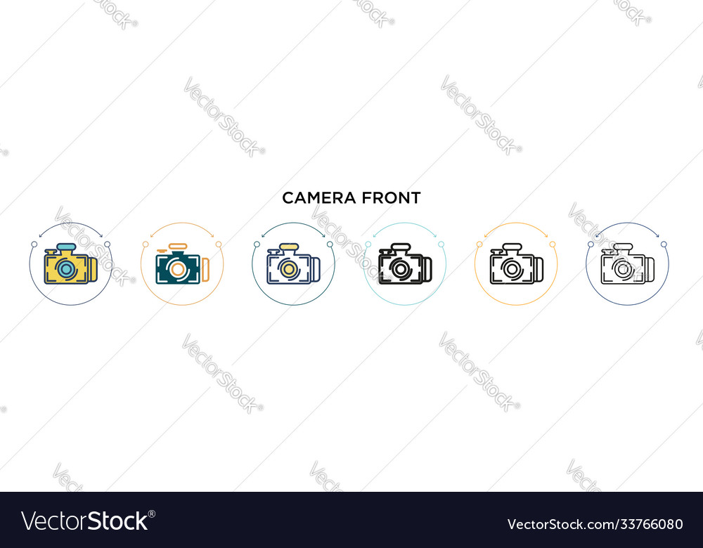 Camera front icon in filled thin line outline Vector Image Camera front icon in filled thin line outline