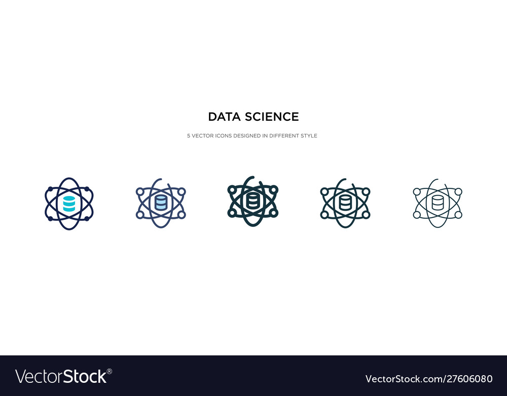 Data science icon in different style two colored