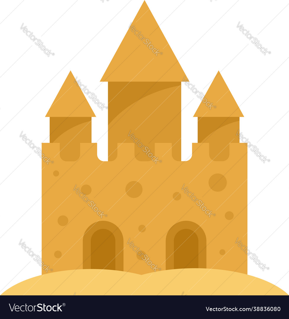 Fantasy castle sand icon flat isolated Royalty Free Vector