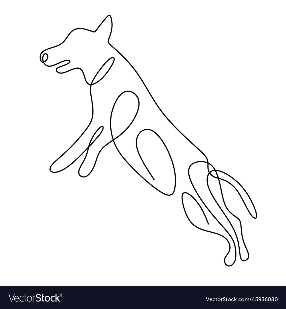 Hound dog one continuous line drawing on white Vector Image