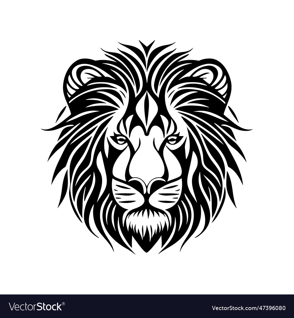 Lion Head Icon - Black & White