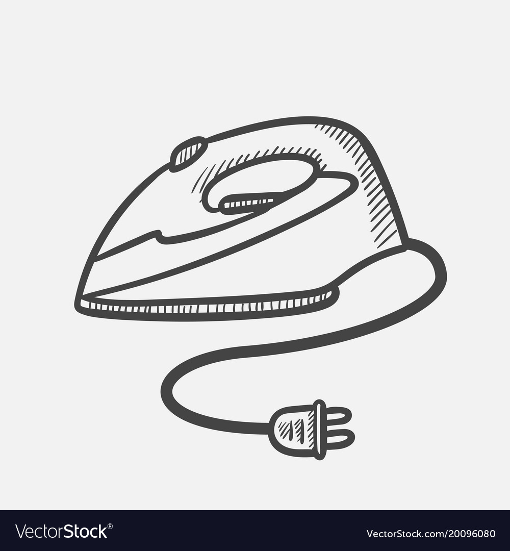 Premium Vector  Electric iron cartoon vector and illustration black and  white hand drawn