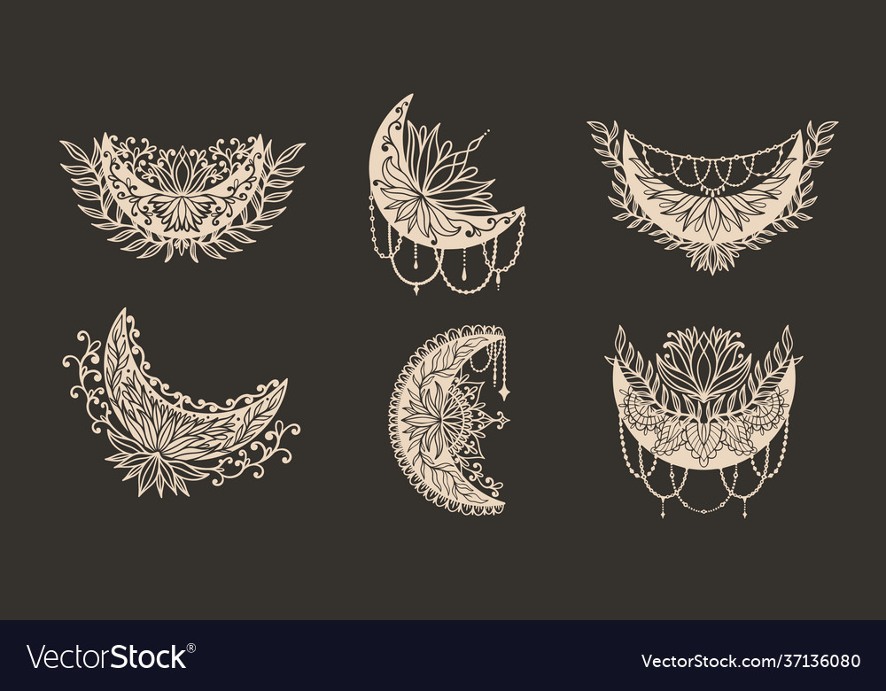 Moon crescent flower mandalaastrology boho witch Vector Image