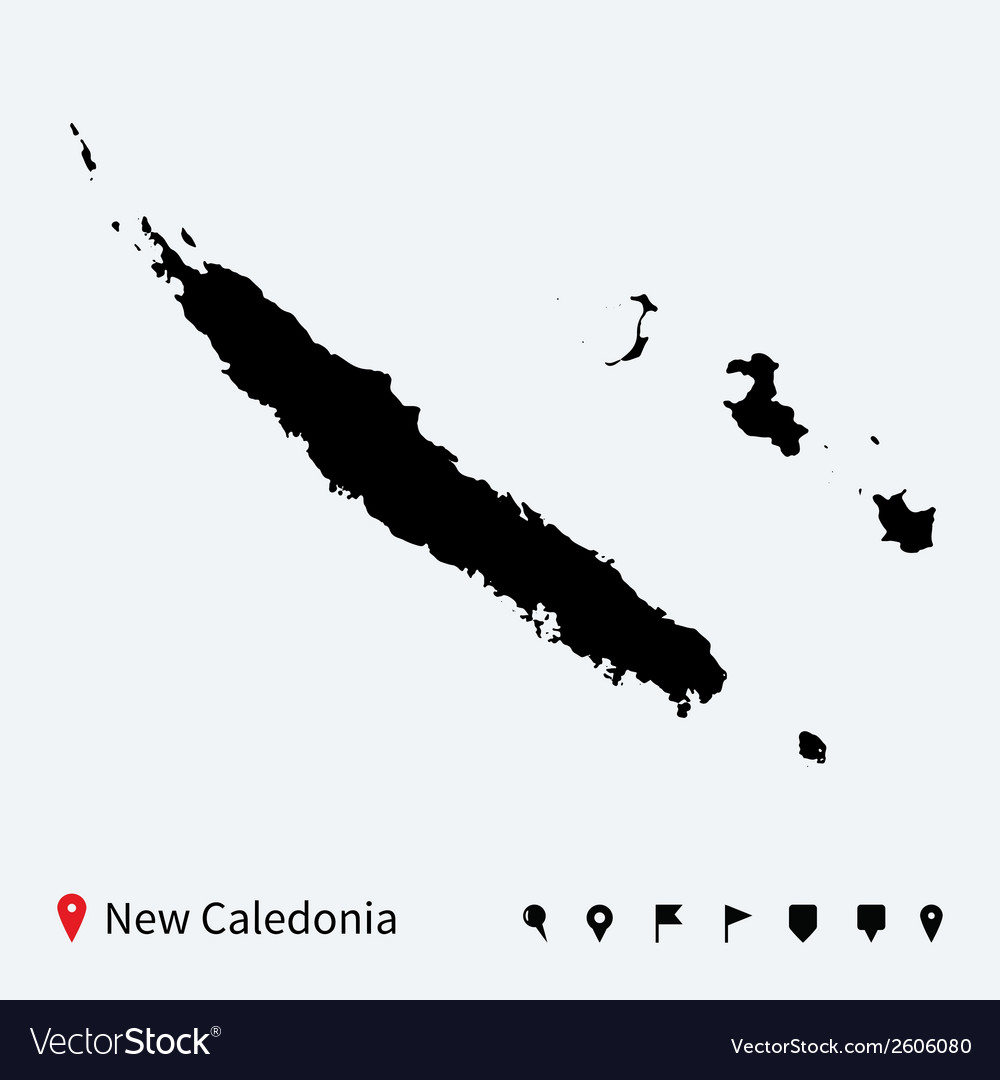 New Caledonia Map with Navigation Pins