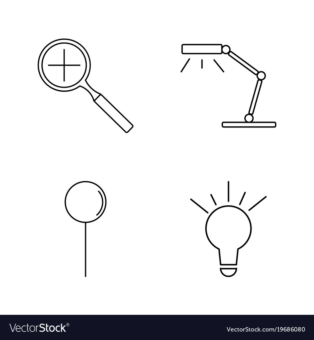 Office simple linear outline icon set