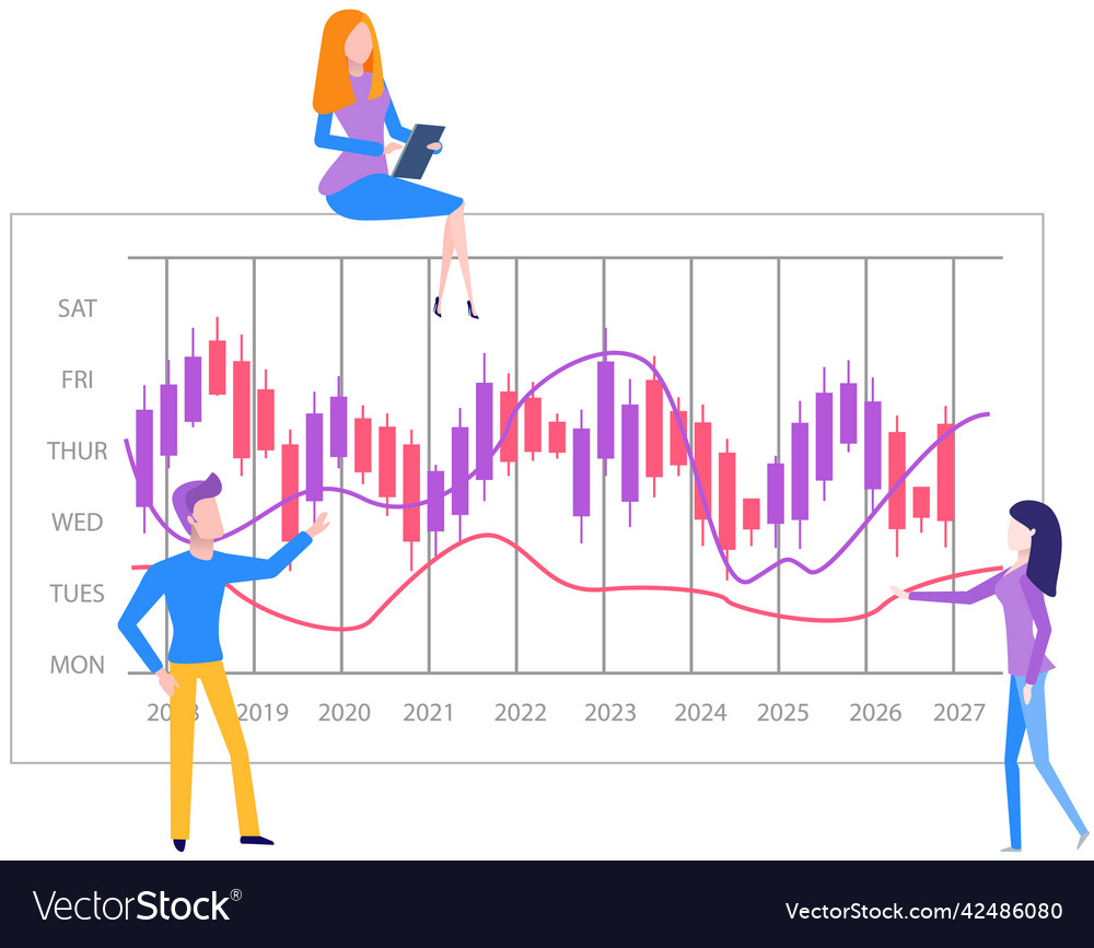Presenters show statistical indicators and data Vector Image Presenters show statistical indicators and data