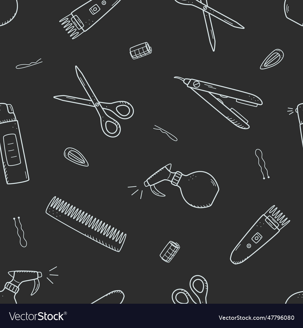 Seamless pattern of hairdressing elements