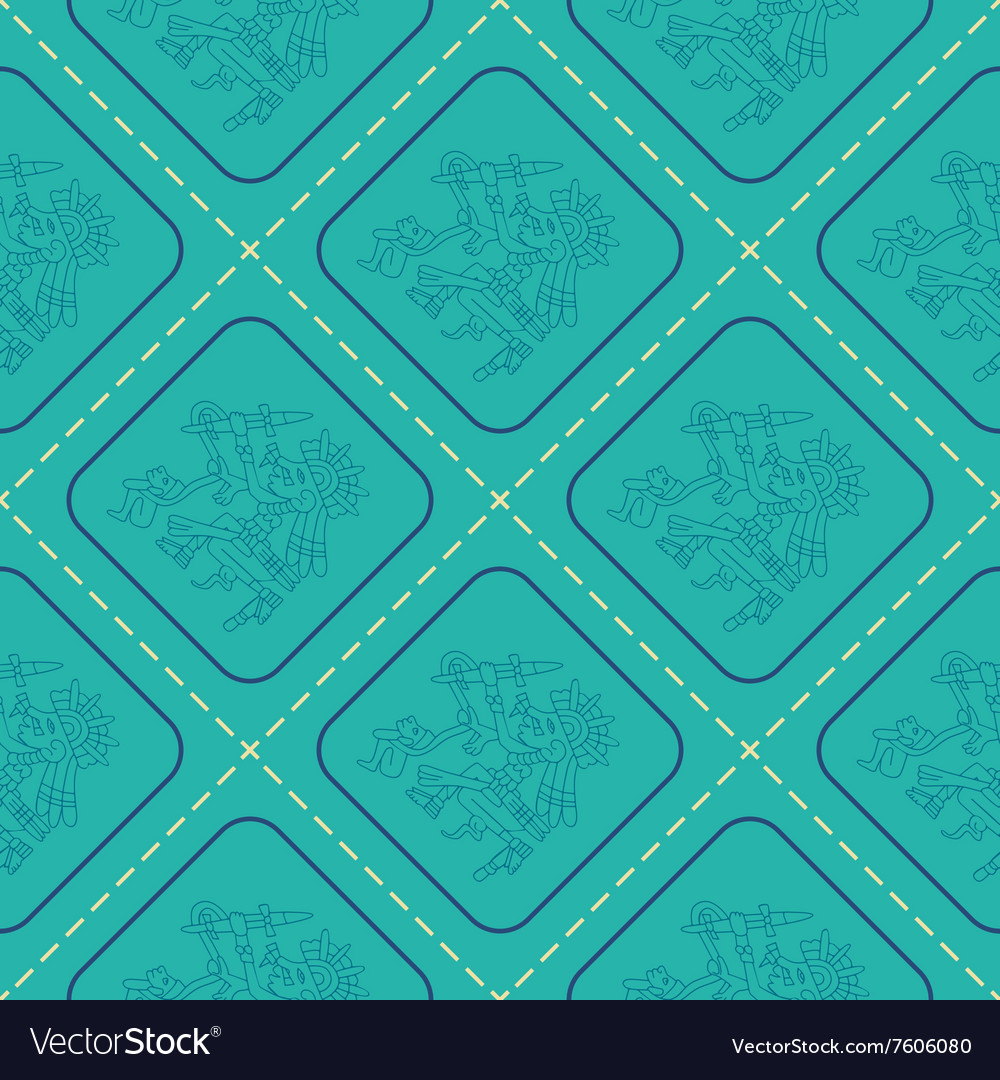 Seamless pattern with symbols from aztec codices