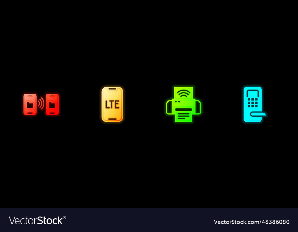 Set data transfer and storage lte network smart vector image Set data transfer and storage lte network smart