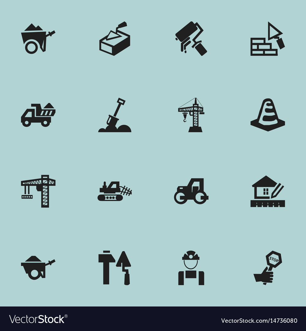 Set of 16 editable structure icons includes