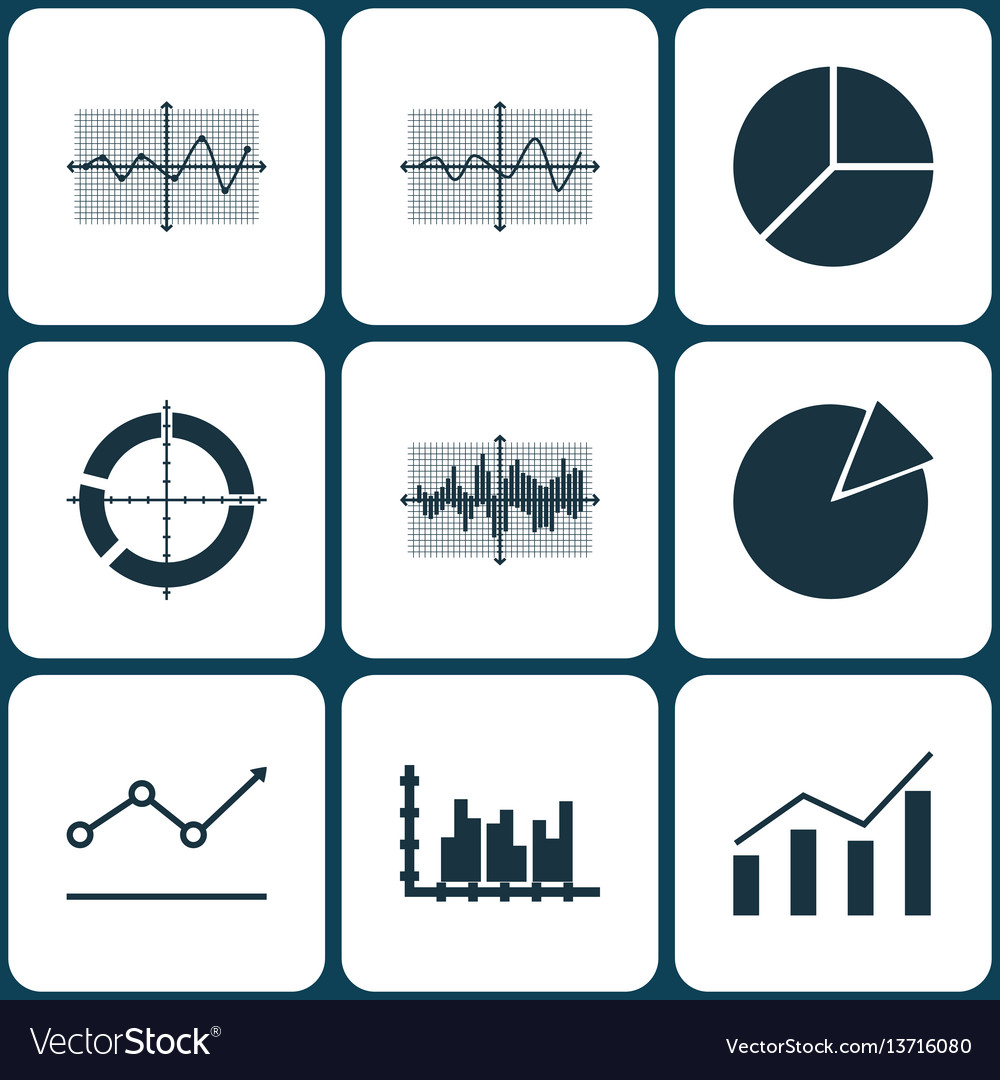 Set of graphs diagrams and statistics icons vector image Set of graphs diagrams and statistics icons