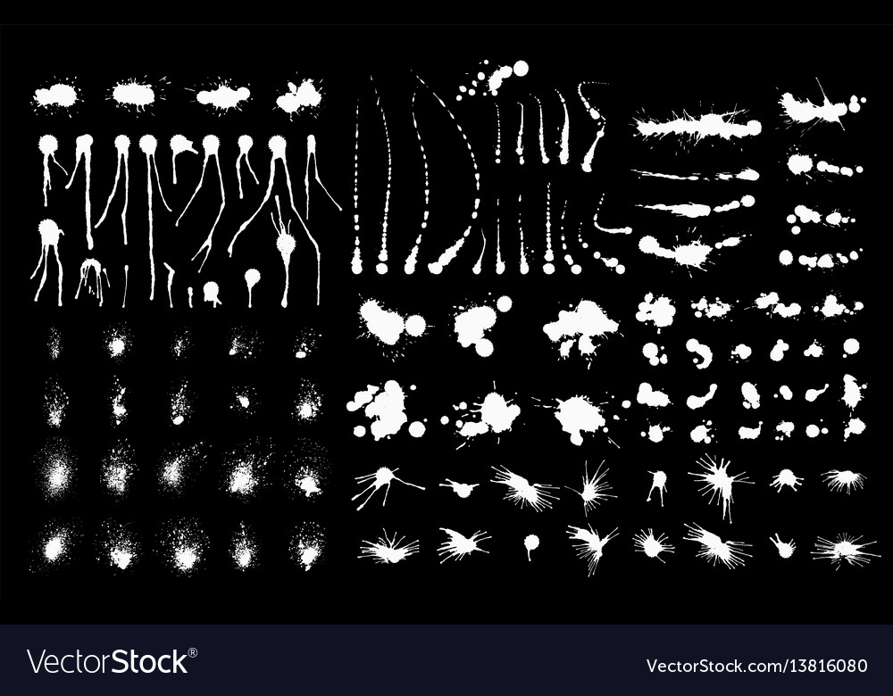 Set of ink splashes blots splatter vector image Set of ink splashes blots splatter