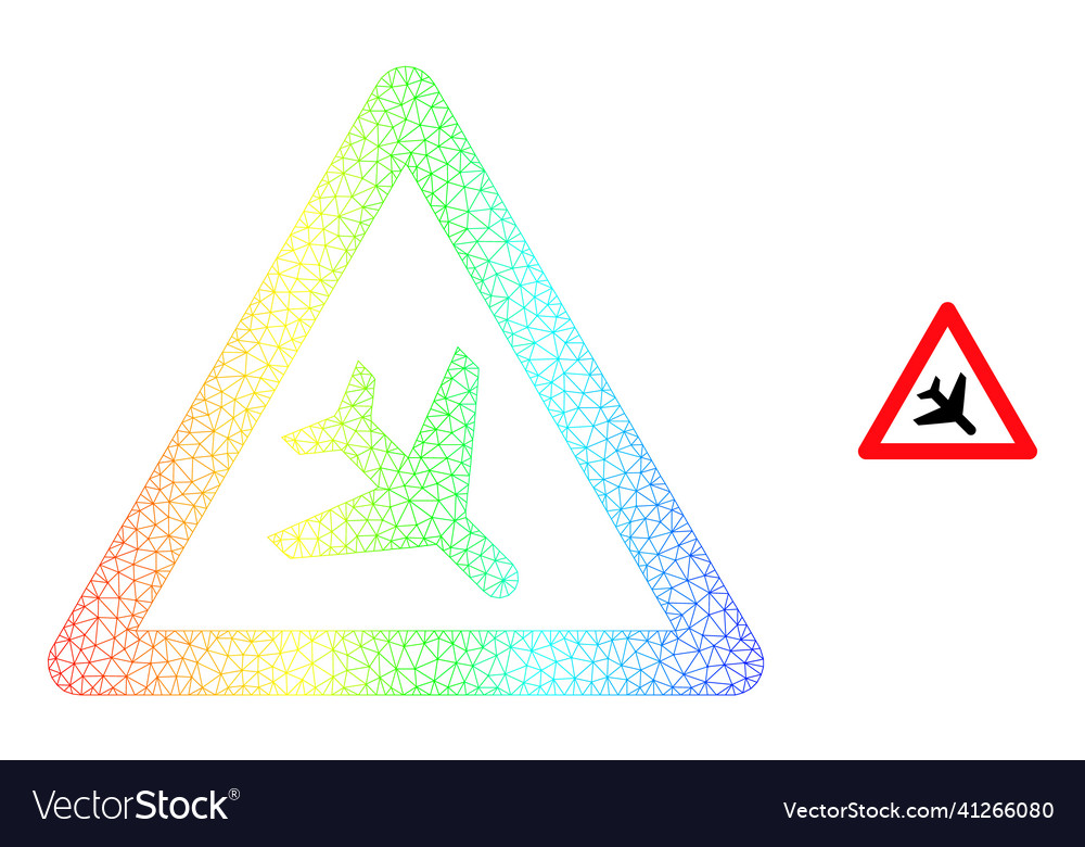 Spectral net gradient airplane warning icon vector image Spectral net gradient airplane warning icon