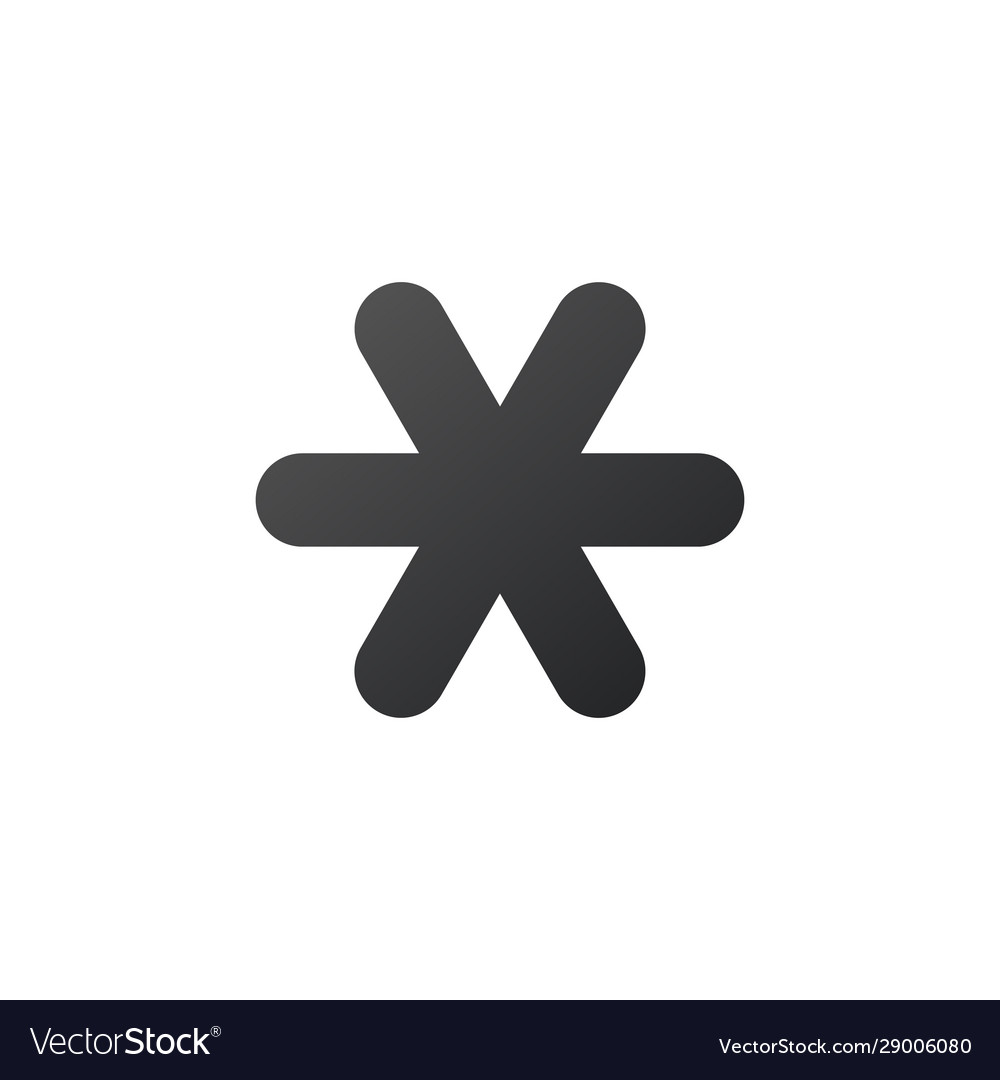 Text star or simple snowflake icon isolated vector image Text star or simple snowflake icon isolated