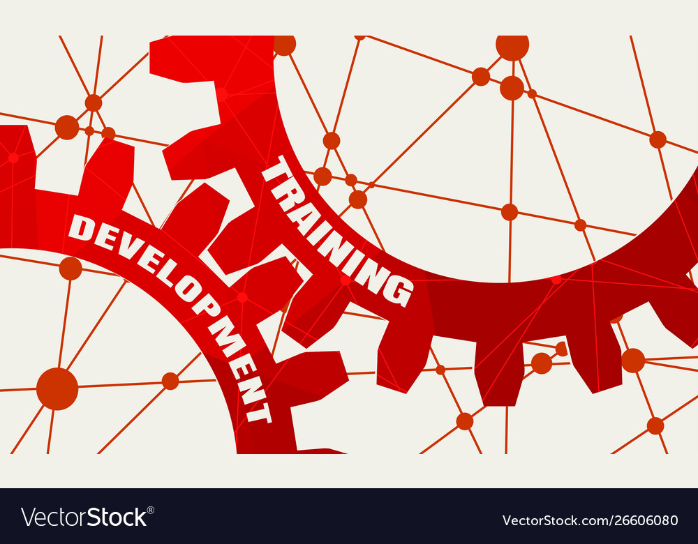 Training and development text on gears vector image Training and development text on gears