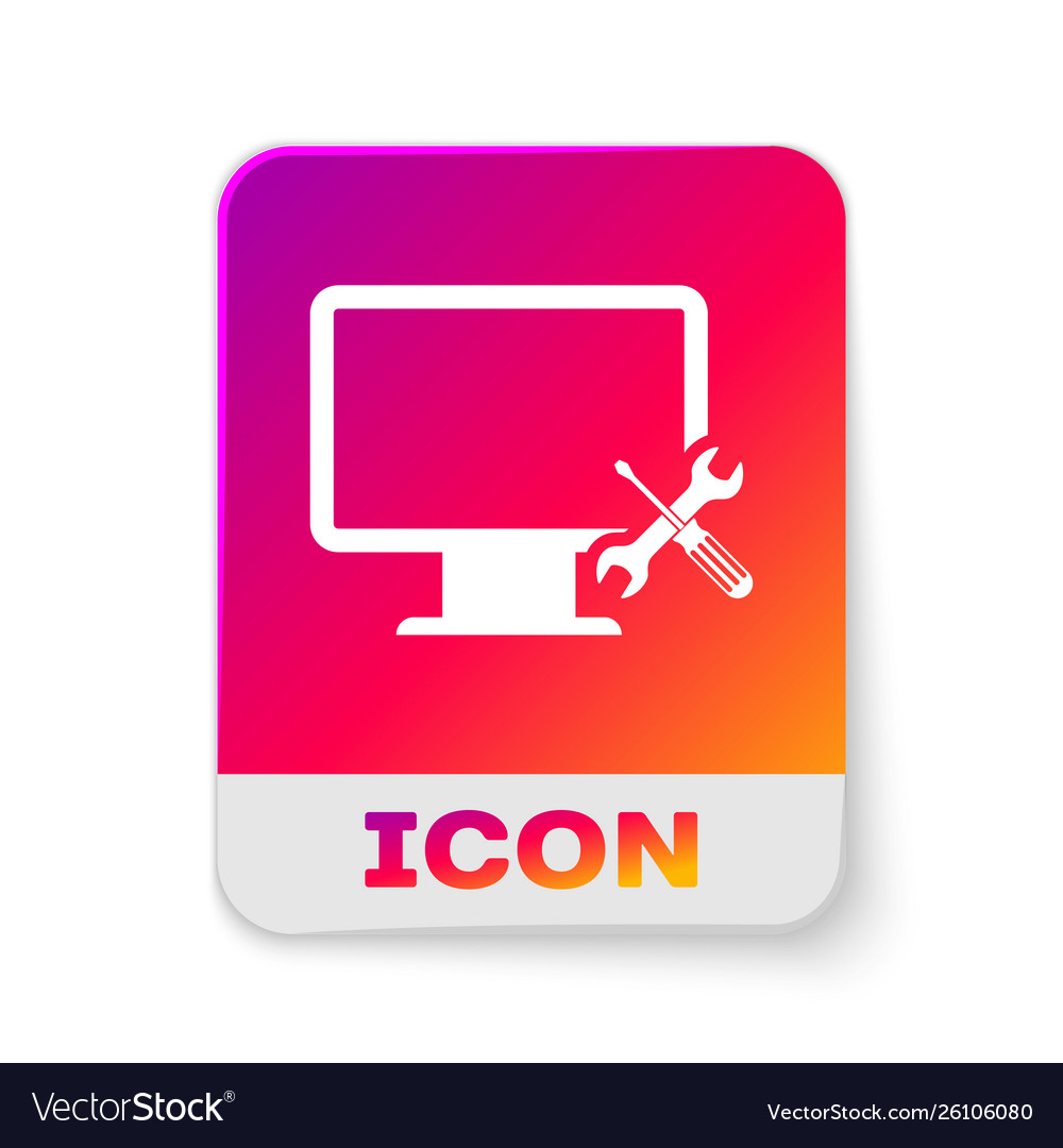 White computer monitor with screwdriver Vector Image White computer monitor with screwdriver