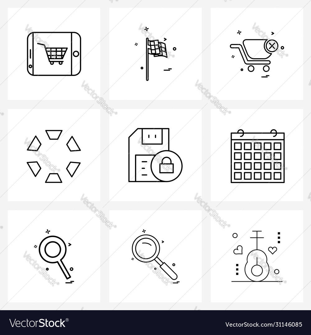 9 universal line icons for web and mobile save