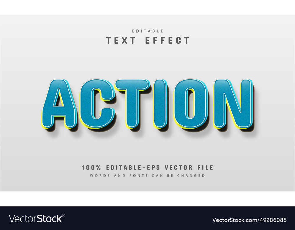 Action text retro style effect vector image Action text retro style effect