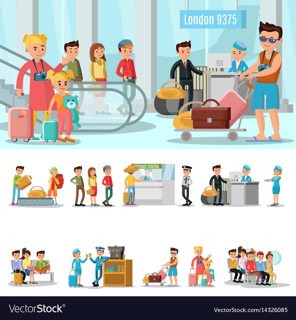 Airport elements concept Royalty Free Vector Image